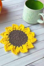 Crochet Sunflower Coaster Set